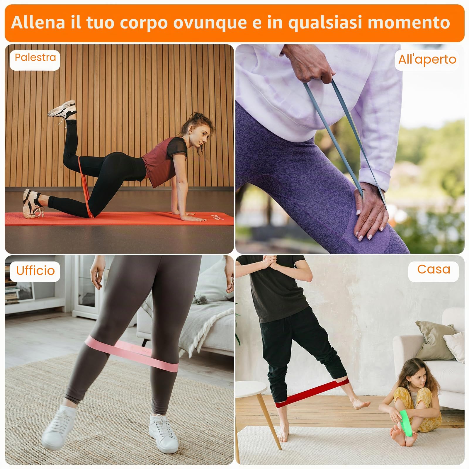 GRIFEMA GA5001 Elastici per Bodybuilding, 5 Livelli di Resistenza, per Yoga, Allenamento di Forza E Pilates, con Guida all'Allenamento E Custodia