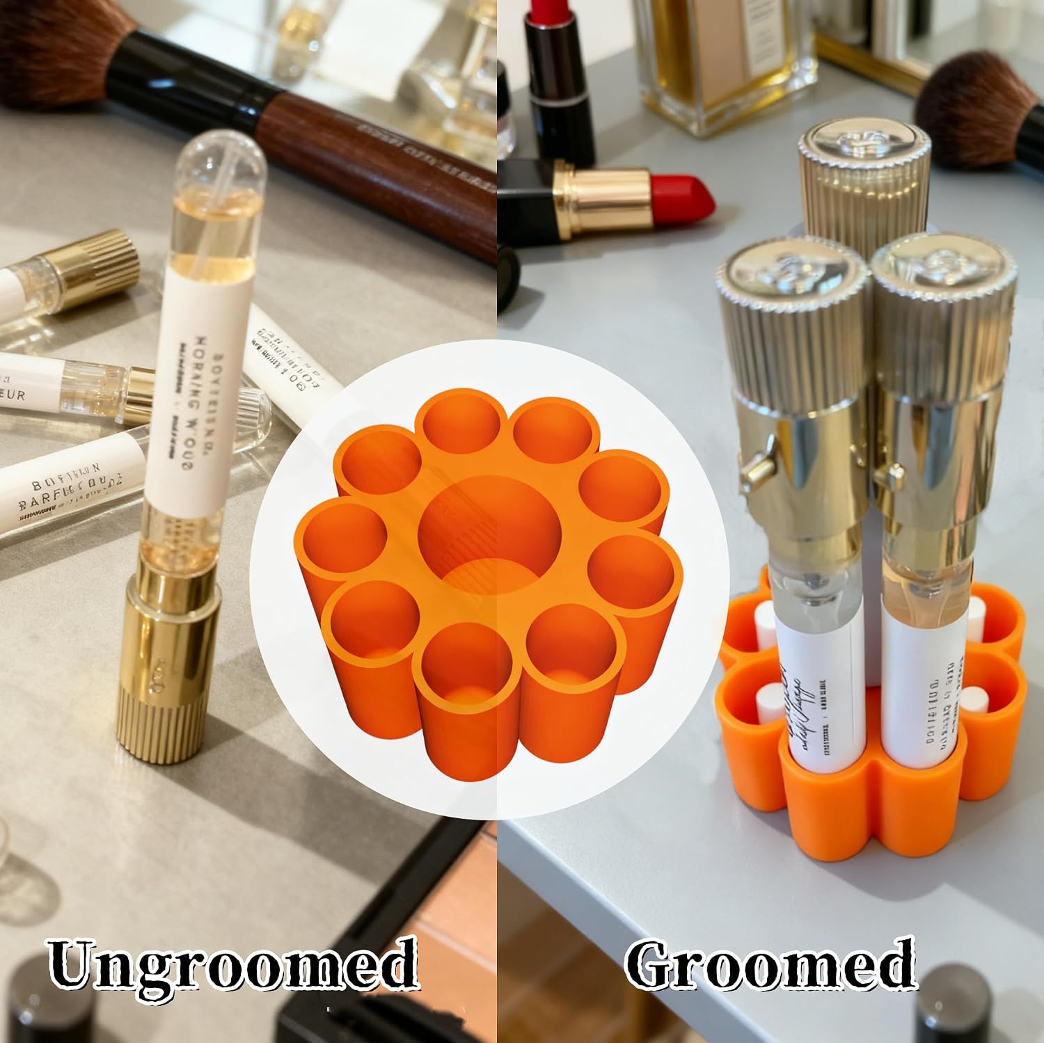 Perfume Vial Storage Case Compatible with Scentbird, 9-Bottle Cylindrical Display Holder, Compact Organizer Box image 2