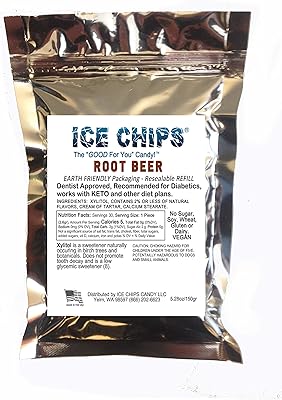 ICE CHIPS Xylitol Candy in Large 5.28 oz Resealable Pouch; Low Carb & Gluten Free (Root Beer)