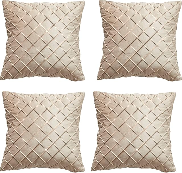 GONOVE Cushion Cover Pack of 4, 45X45cm Velvet Lattice Throw Pillow Cases Shells Decorative Square Pillow Covers Protector for Home Couch Sofa Bed