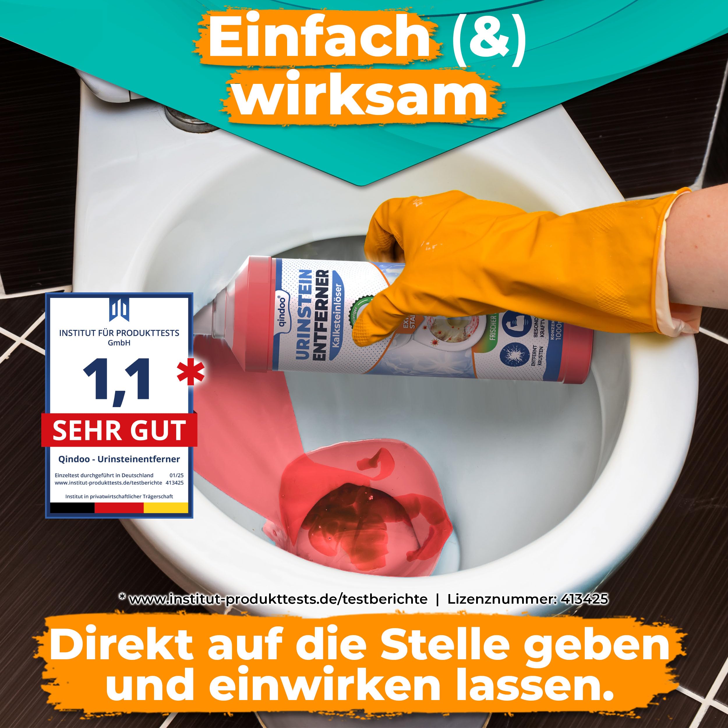 Urinsteinentferner Extra Stark, Profi Kalkentferner, Urinstein-Löser kraftvoller Krustenknacker für WC, Urinal und Bad (5 Liter + Hahn)