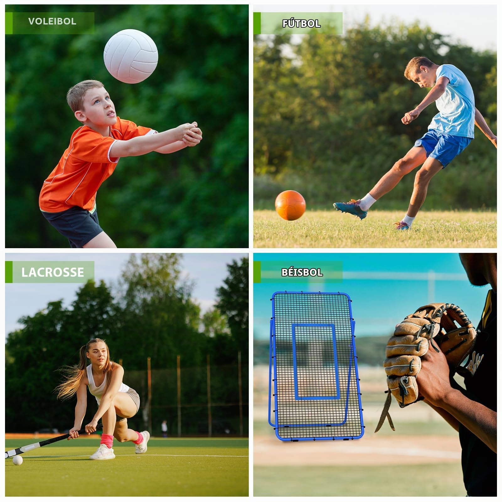 Red de voleibol ajustable para entrenamiento de voleibol con zona de impacto para golpear, servir, pasar, practicar picos, rebote para béisbol, lacrosse, tenis, fútbol, 2,2 x 1,2 m, color azul