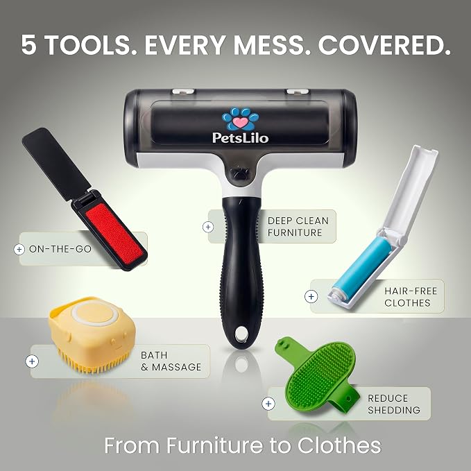 Kit 5 en 1 para remover pelo de mascotas en muebles miniatura 2