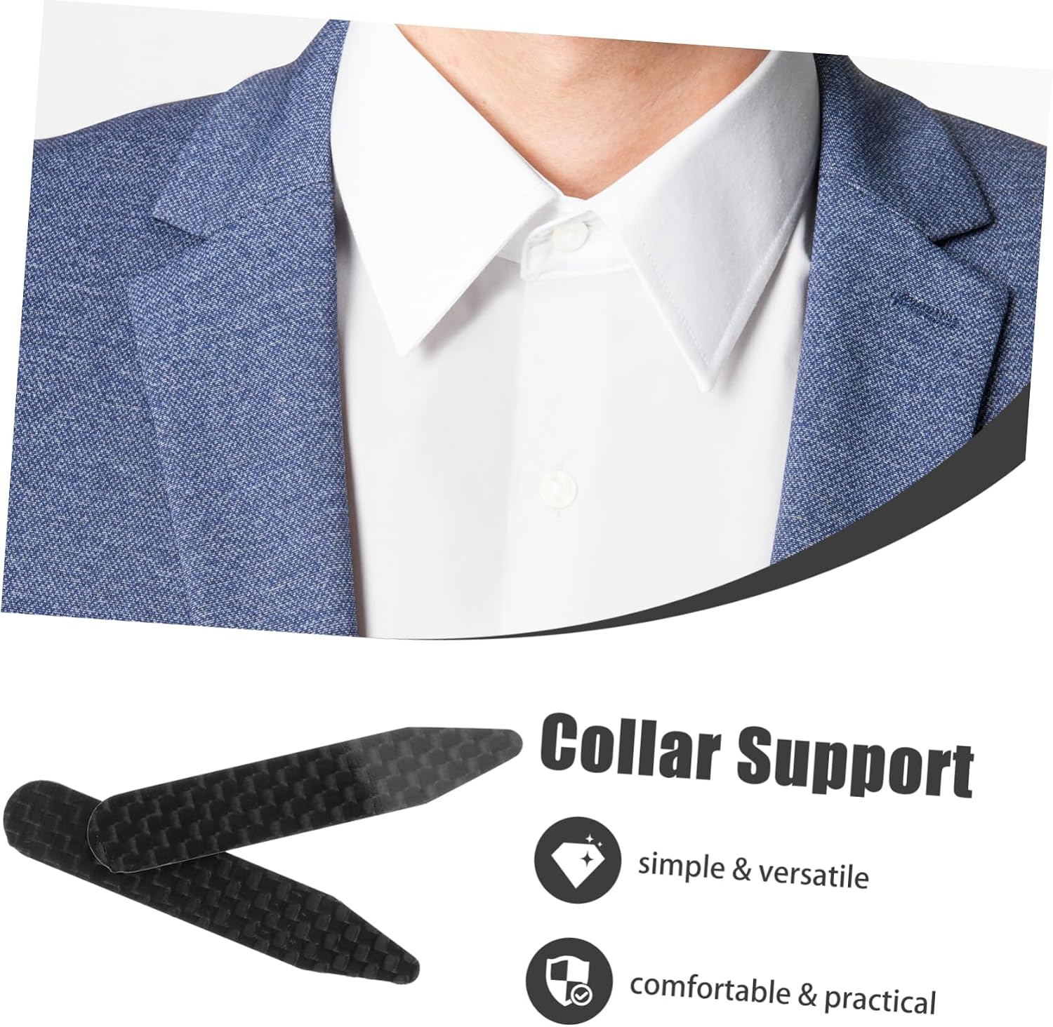 2pcs Shirt Collar Support for Men Collar Stays Dress Shirt Professional