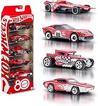 Hot Wheels Mattel Set of 5 Vehicles 80 Years, 1:64 Scale Cars with Decorations and Packaging to Collect, JGK08