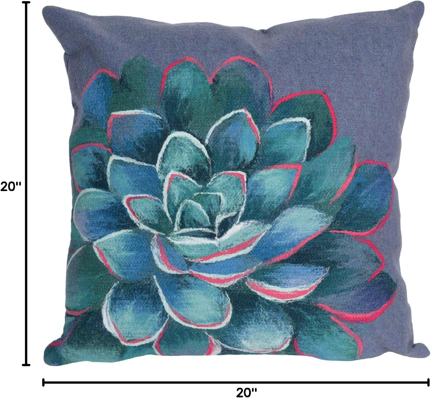Liora Manne 4316/03 Lapis Visions III Succulent Indoor/Outdoor Pillow, 20" X 20" Square, Blue