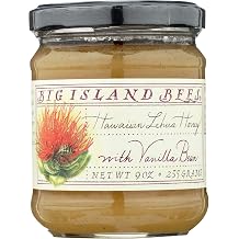 Raw Hawaiian Honey, Single Floral Variety by Big Island Bees Ohia Lehua with Vanilla, 9 oz
