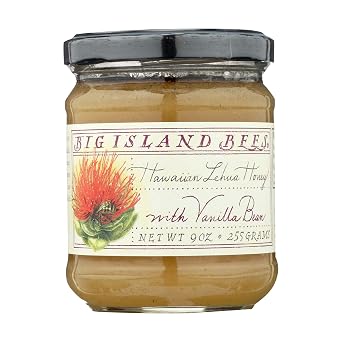 Raw Hawaiian Honey, Single Floral Variety by Big Island Bees Ohia Lehua with Vanilla, 9 oz