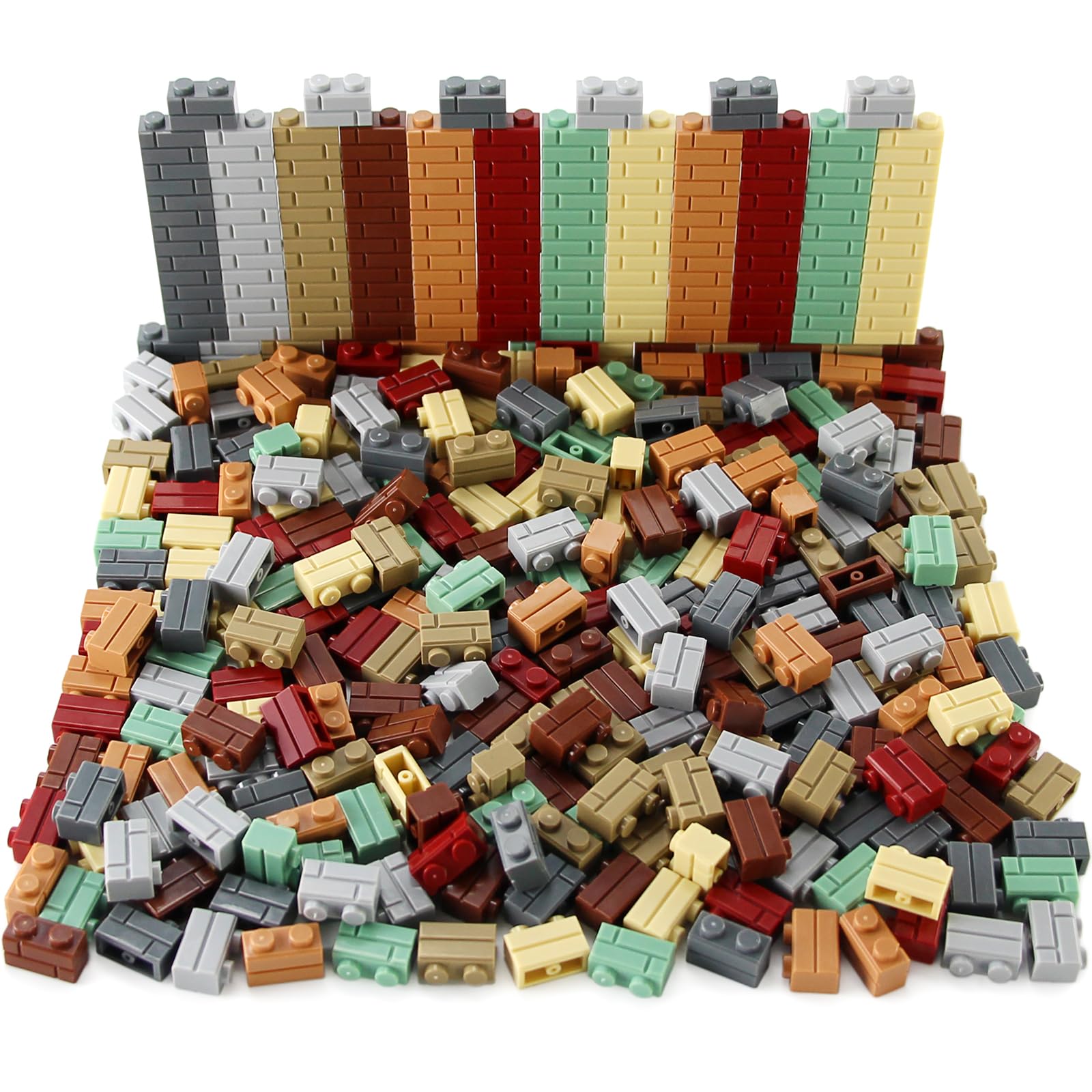 Feleph 360 Pieces 1x2 Masonry Profile Bricks Set MOC Building Blocks for Wall Parts and Pieces Diverse Bulk Toy Kit Compatible with Major Brands
