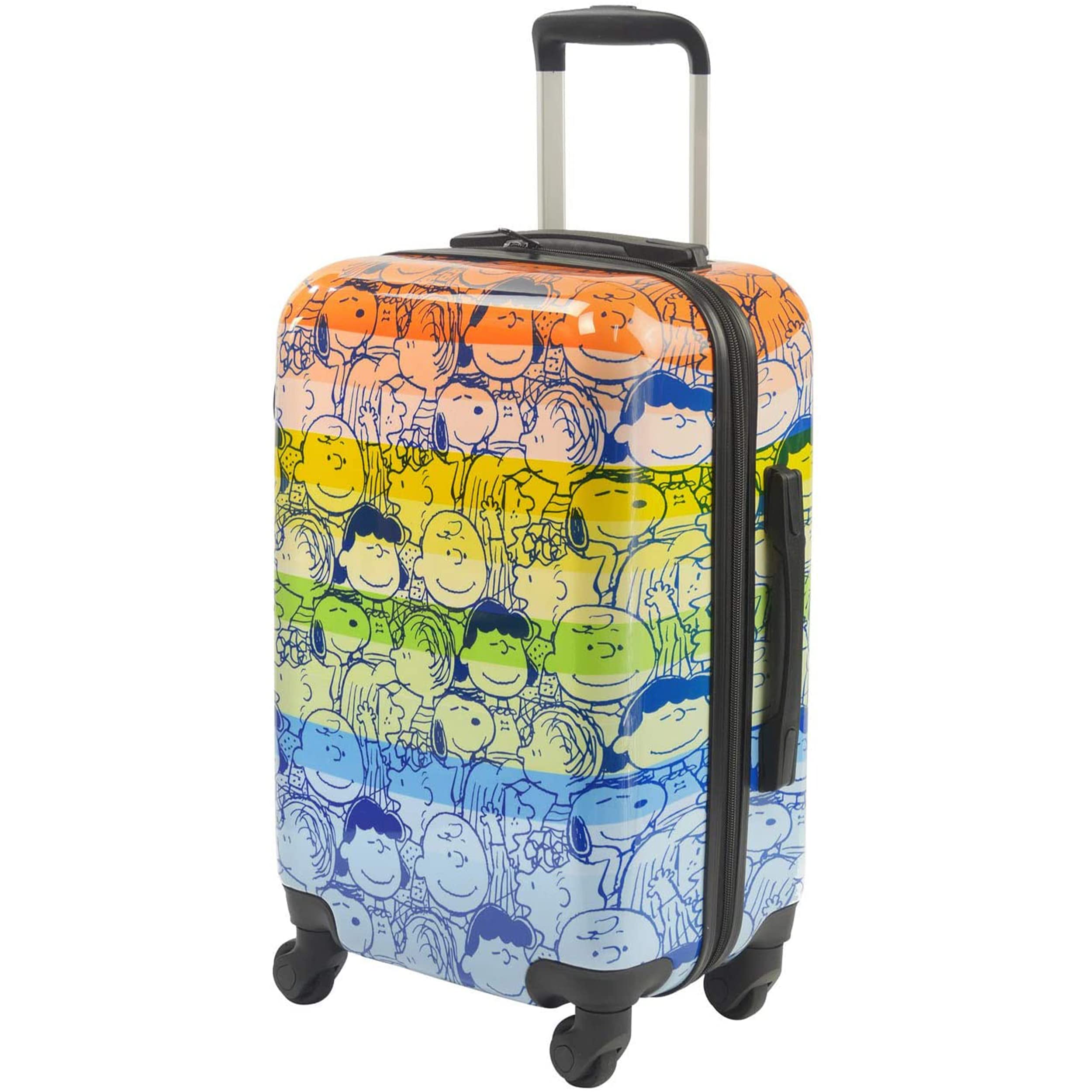 Concept OnePeanuts Group 21 Inch Rolling Luggage, Rainbow Printed Hardshell Carry On Suitcase with Wheels, Multi
