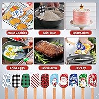 Vista 5 de Juego de 10 espátulas de silicona de Navidad con mango de madera, espátula de Papá Noel, espátula para hornear con tarjetas de regalo de Navidad