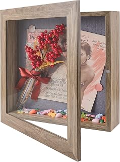 Frametory 11x11 Shadow Box Frame Display Case, 2-inch Depth (Tan) | Strengthened Glass Cover, Display Box for Wall and Tabletop Display- Memory Box, 6 Pins Included