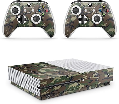 Calcomanía para consola de camuflaje Xbox One S + 2 fundas de controlador