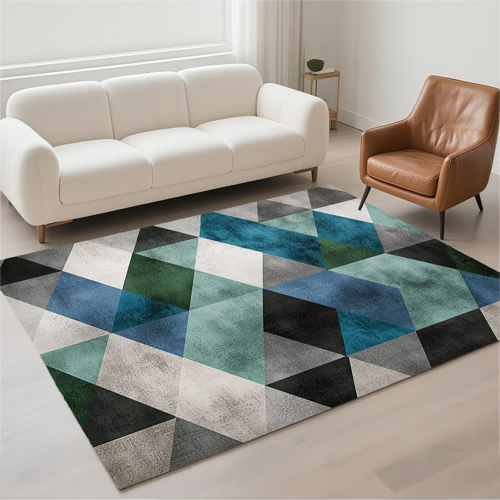 Tapis salon grand format 160x230cm tapis de couloir moderne lavable gris