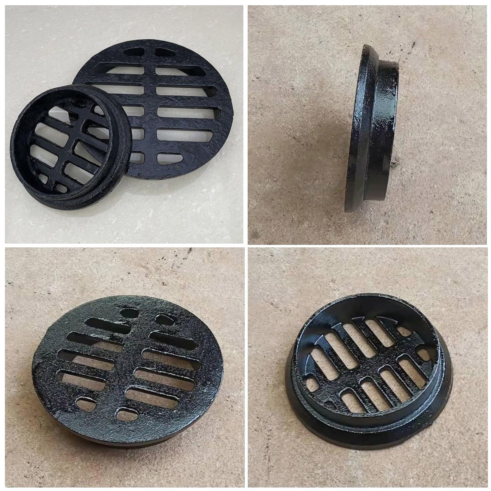 Coperture Per Tombini Da Esterno, 5-25cm Nero Griglia Canaletta Scolo Acqua Piovana Ghisa Canalette Di Drenaggio Rotonda, Robusto Durevole, Piovana Copertura Per Giardino Garage Prato(200mm)