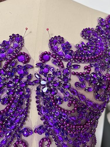 Miniatura 16 de Apliques de encaje hechos a mano con diamantes de imitación para coser en cuentas de vidrio, accesorios para ropa de vestir (blanco)