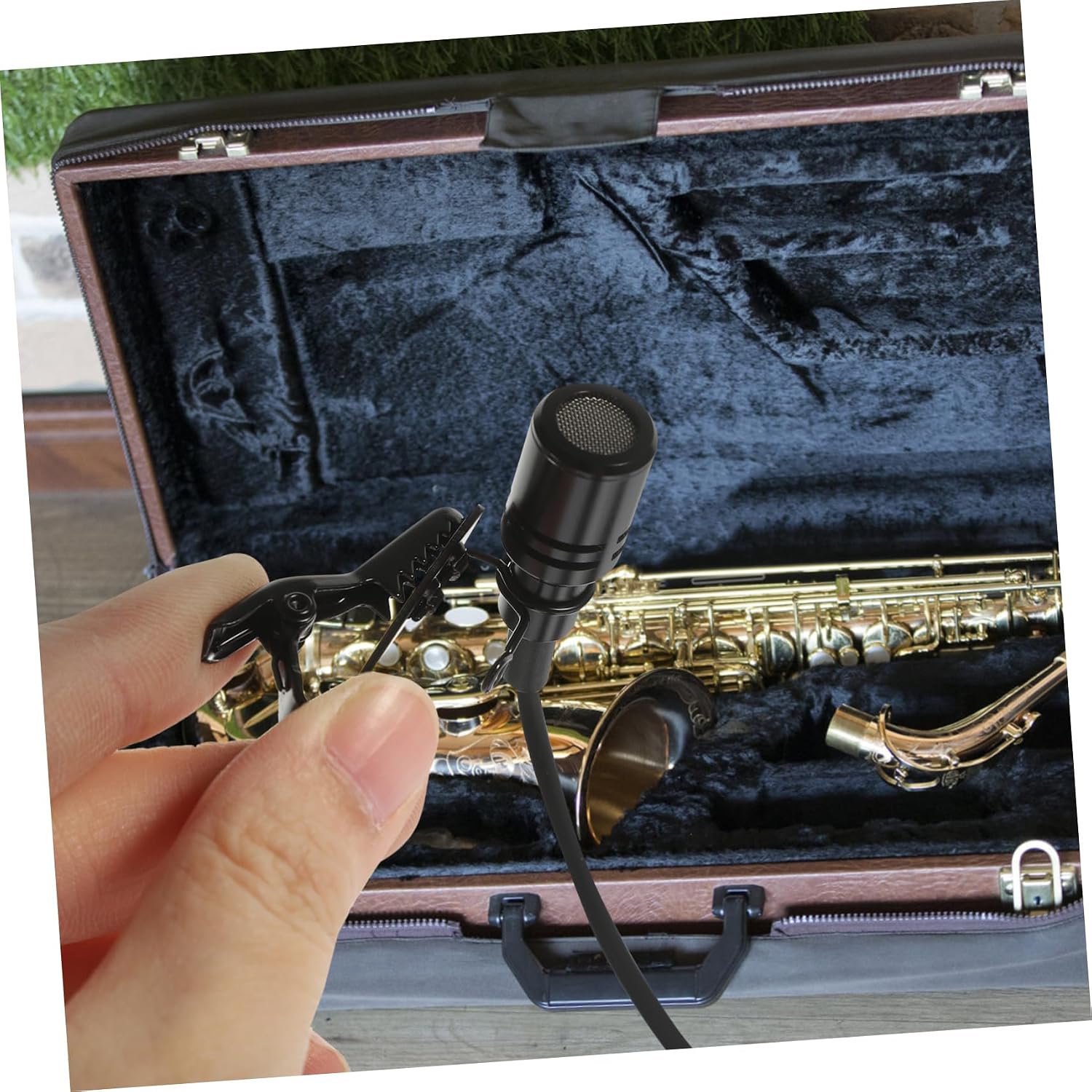 Kisangel Professional Wired Condenser Microphone for Instrument Performance 5m Cable Mini Metal Clip-On Mic for Saxophone and Erhu Omnidirectional Sound Recording