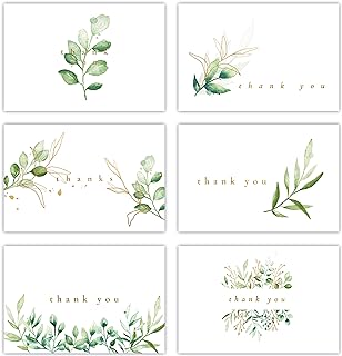 4x6 Golden Greenery Thank You Cards with Envelopes (Bulk 36-Pack), Matching Peel-and-Seal Envelopes | Wedding Thank You Cards, Bridal Shower Thank You Cards, Birthday Party, Baby Shower, Blank Notes Small Business Box Assorted Stationary Personalized