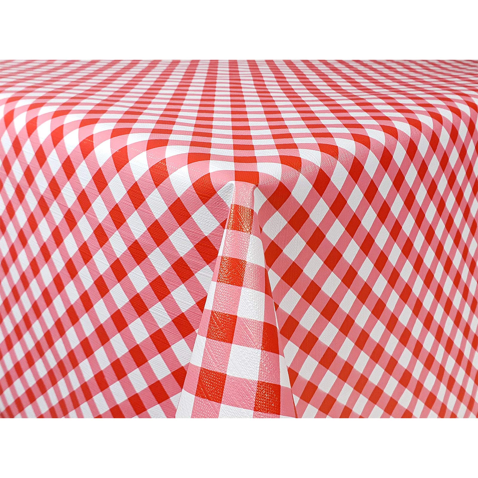 DecoMeister Tovaglia plastificata 140x1500 cm | Tovaglia antimacchia in PVC idrorepellente | Copritavolo impermeabile per esterno, giardino e cucina resistente alle intemperie | Quadretti Rossi