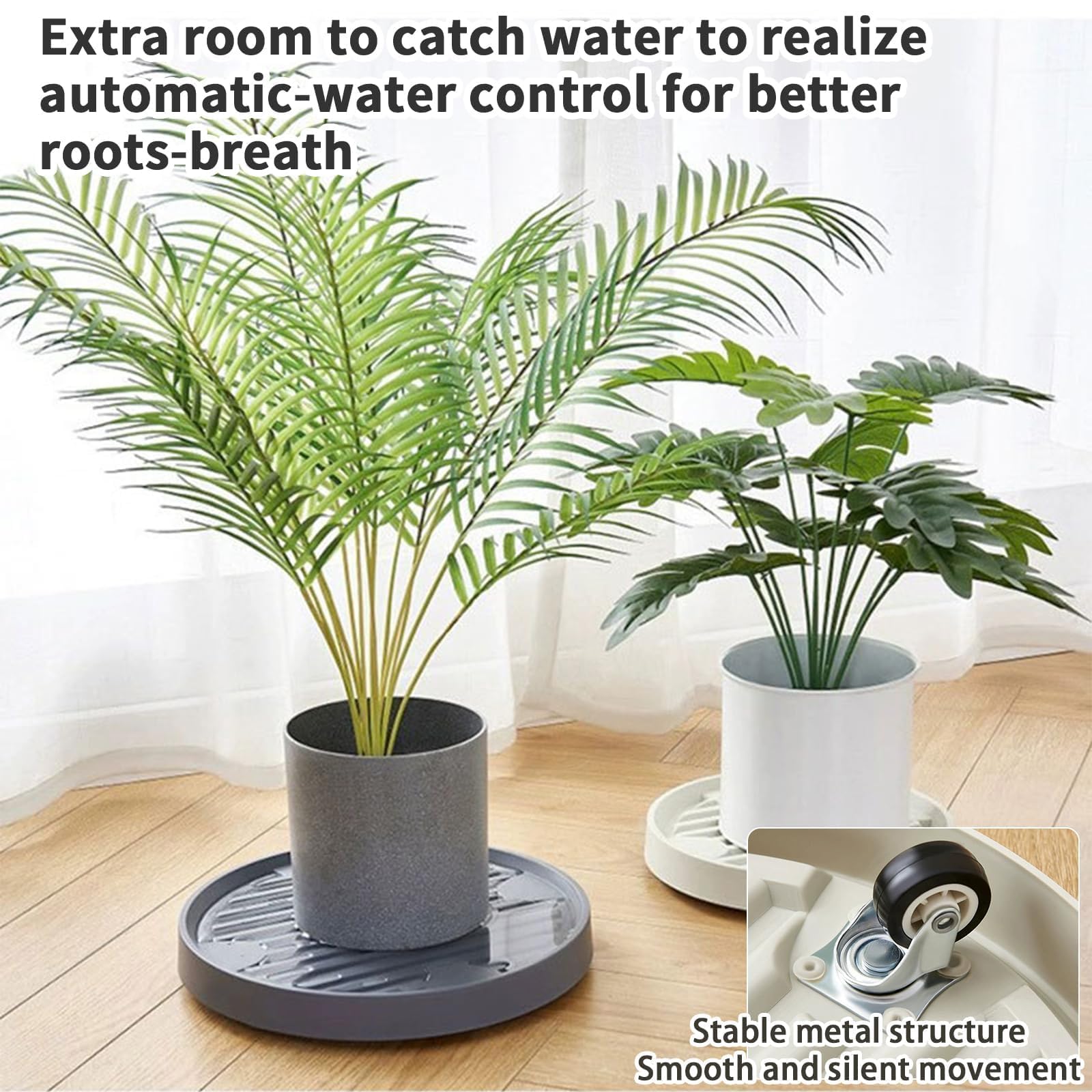 4 Rouleaux Ronds Pour Plantes – Soucoupe à Roulettes 360°, Charge 40 Kg, 27x5 Cm, Pour Pots De Fleurs Intérieur/Extérieur - 6