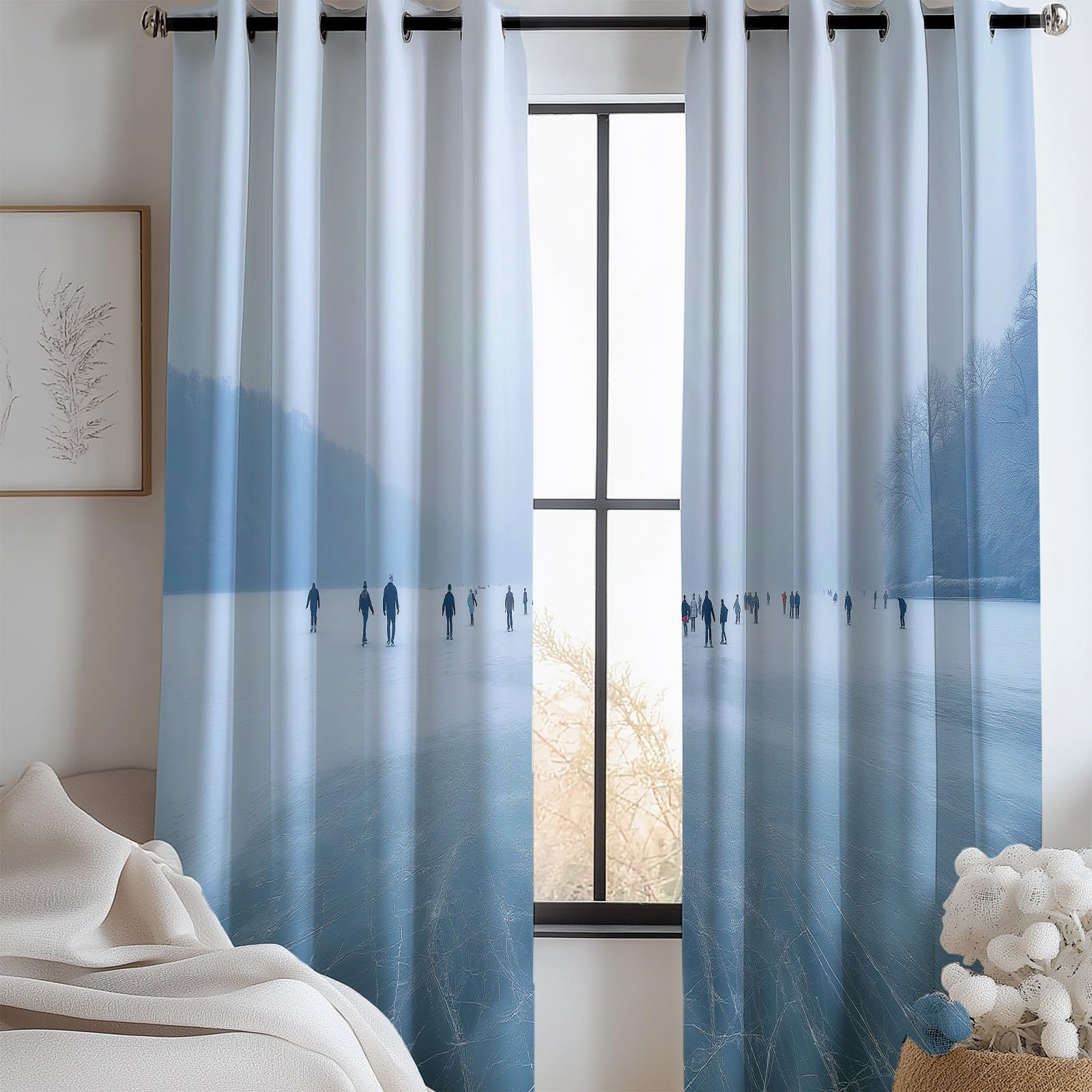 Generisch Grau 2er Set Verdunkelungsvorhänge mit Ösen, Gletscher-Bergrisse Blickdicht Thermo Isoliert Vorhänge für Wohnzimmer & Schlafzimmer, HxB 215 x 110 cm