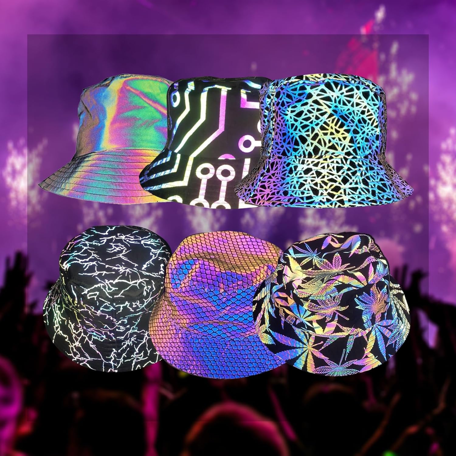 Reflective Bucket Hat for Men Women Rave Bucket Hats Night Fluorescent Fisherman Cap Unisex Casual Luminous Halloween - Image 6