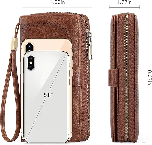 Miniatura 3 de GAEKEAO Leather Credit Card Holder Wallet for Women RFID Blocking Large Capacity Bifold Zipper Card Case Organizer with Wristlet 45 Slots
