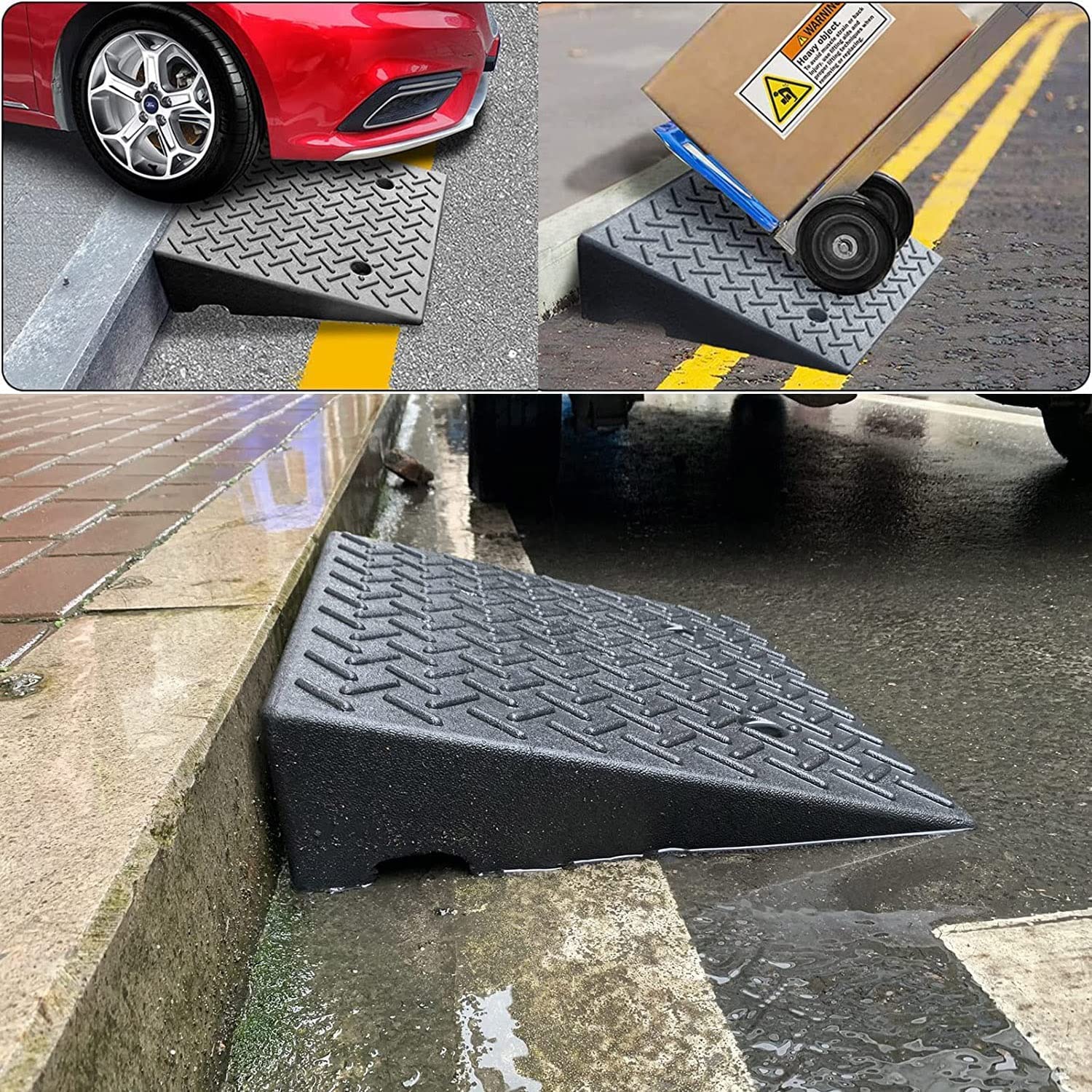 Rampa para silla de ruedas, rampa de umbral de goma de alto rendimiento, antideslizante, resistente al desgaste, rampa para discapacidad para entrada de coche, rampa para patinete, robusta