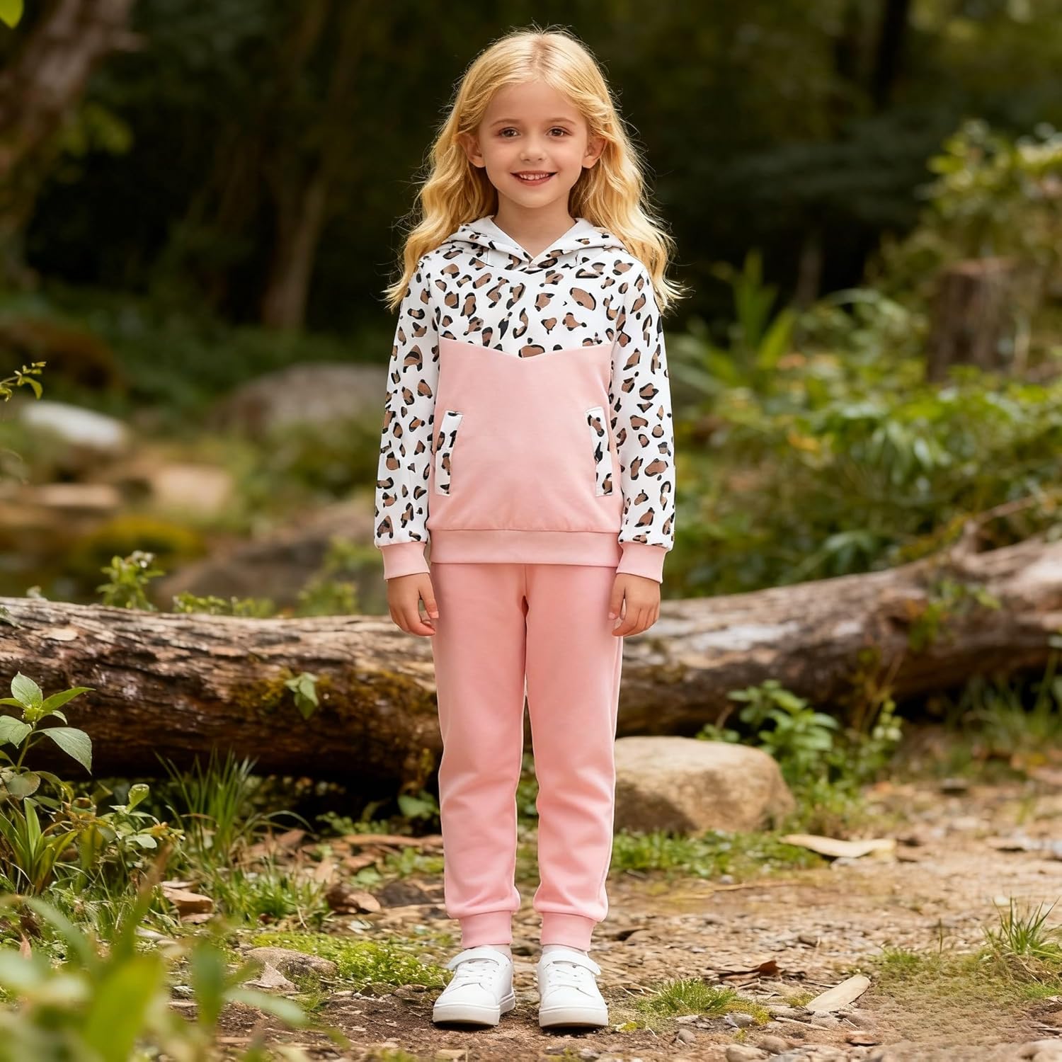 Toddler Kid Girls Clothes Colorblock Hoodie Leopard Print Sweatsuits Top 2PC Fall Outfit Set - Image 5