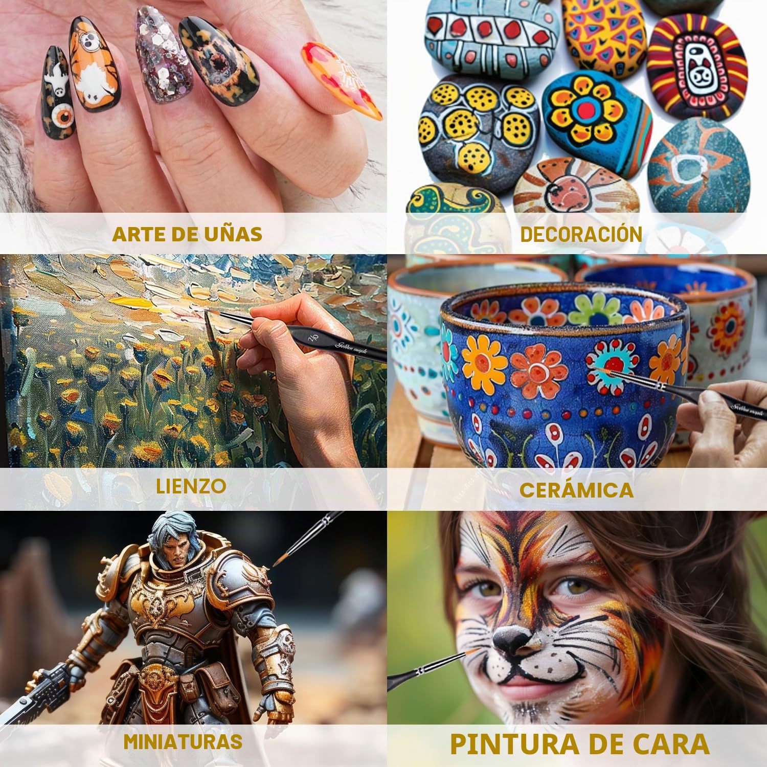 Juego de pinceles de pintura modelo 15 pinceles en miniatura con detalles pequeños detalles finos para acrílicos aceites acuarelas y pintura por número ciudadela figurilla Warhammer 40 k (negro)