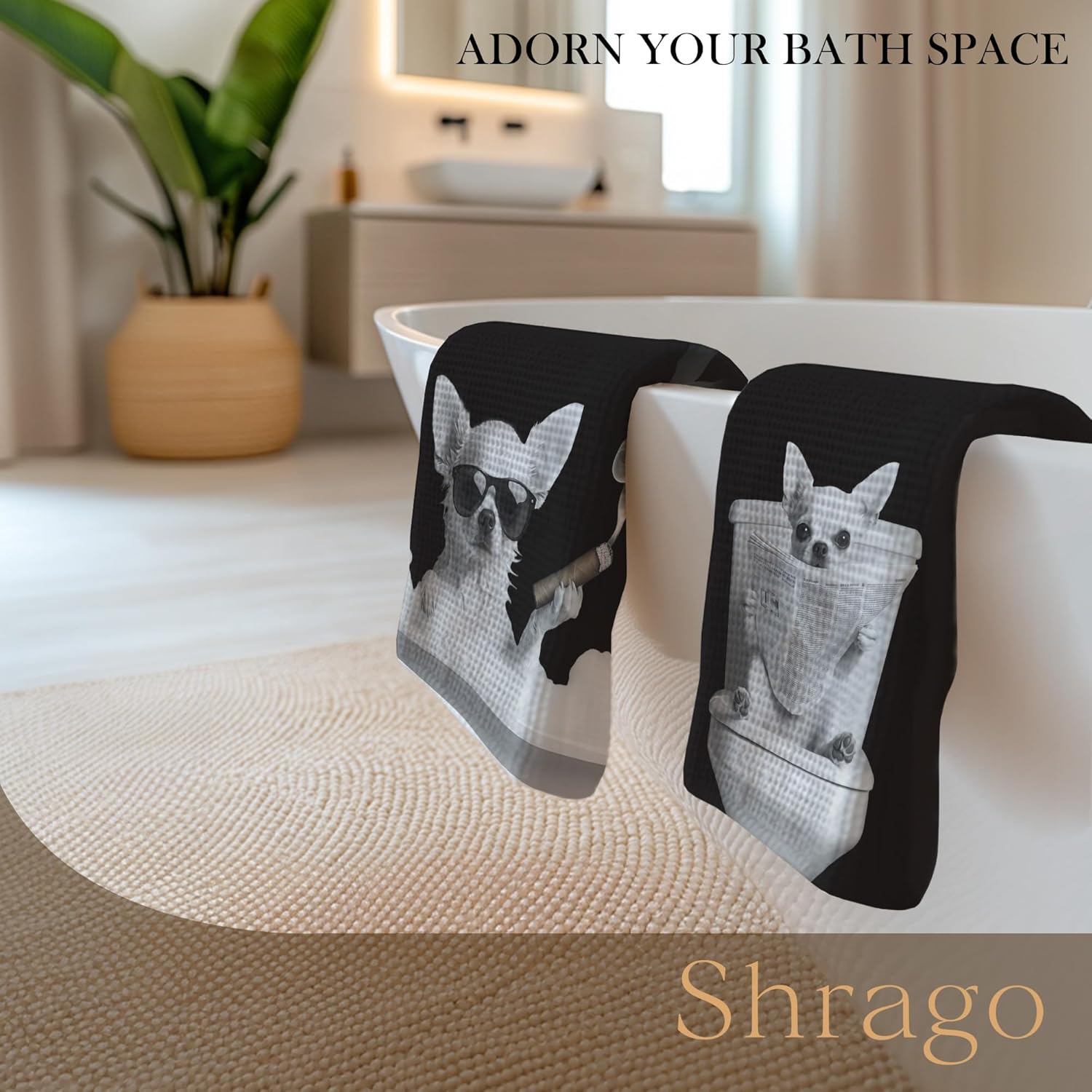 Funny Chihuahua Bathroom Hand Towels, Dog Bathroom Decor, Chihuahua Gifts for Women Men Hand Towels for Bath Room Washroom, Gifts for Dog Lovers, 16x24 Inch Set of 2 - Image 5