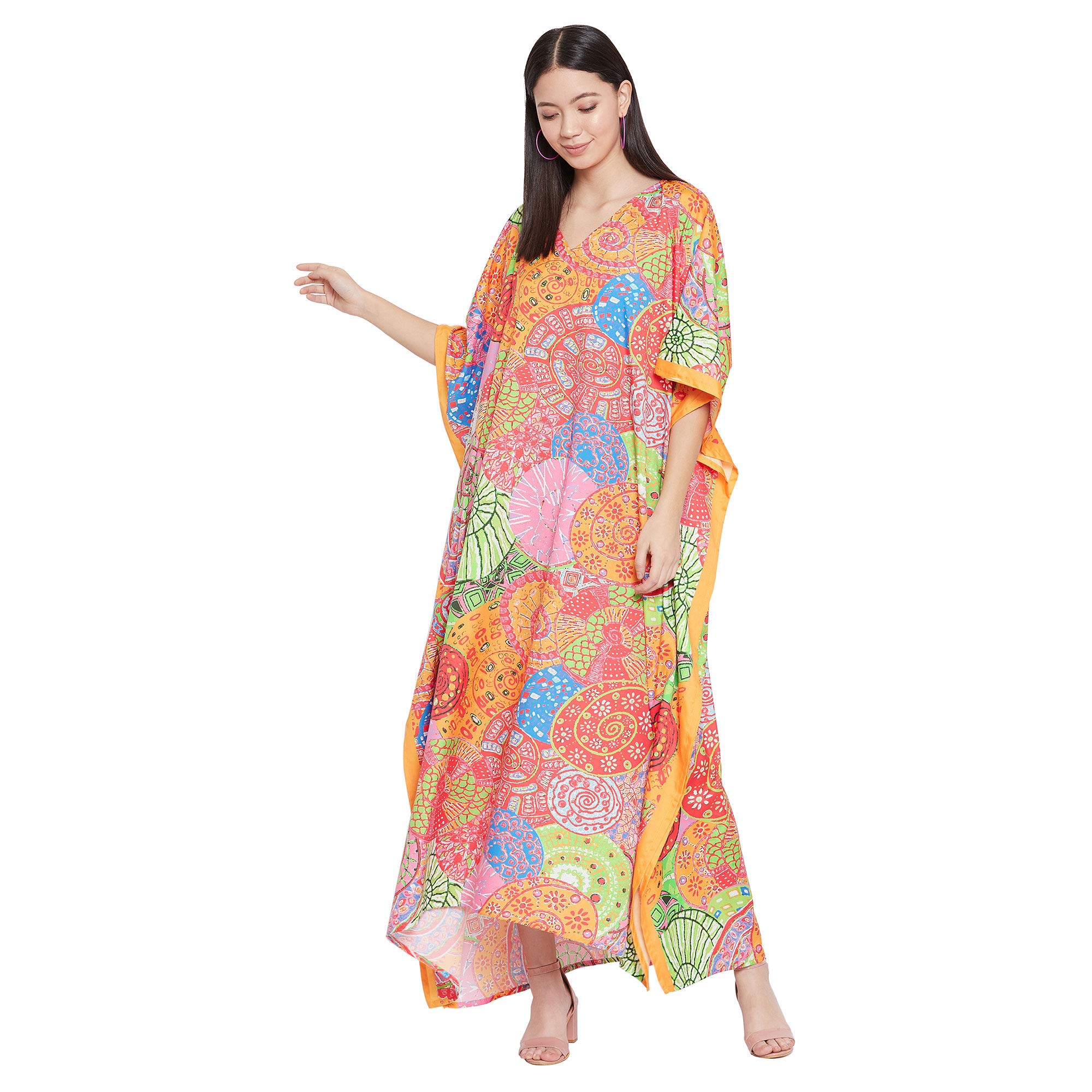 OussumWomen Long Maxi Plus Size Polyester Kaftan Caftan Gown Beach Party Casual Dress Swimwear Cover Up Lounge Resort Wear