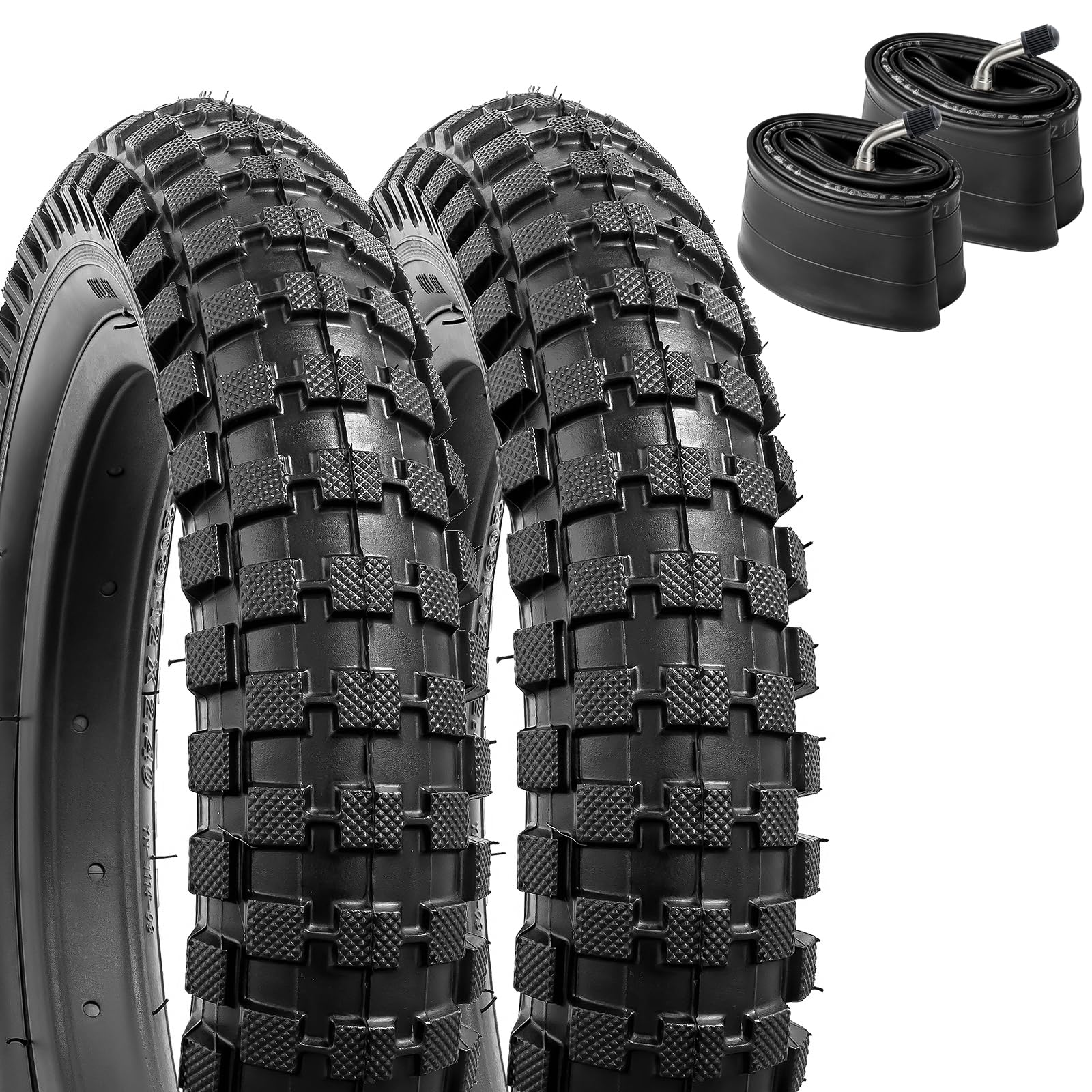YunSCM 2PCS 12 pollici Pneumatici 12X2.40 e 12 pollici Camera d'aria AV32mm valvola Schrader, compatibile Bicicletta 12X2.35 12X2.40 Copertoni e Camera d'aria
