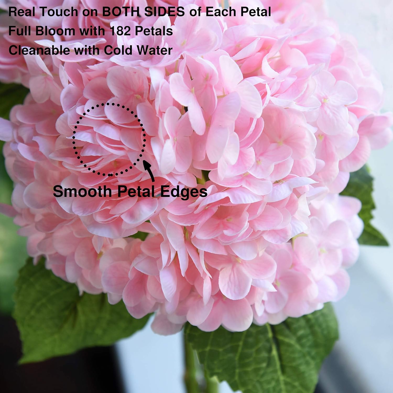 FiveSeasonStuff Real Touch Silk Pink Hydrangea Flowers, 2 Large Long Stem Artificial Flowers for Floral Arrangements