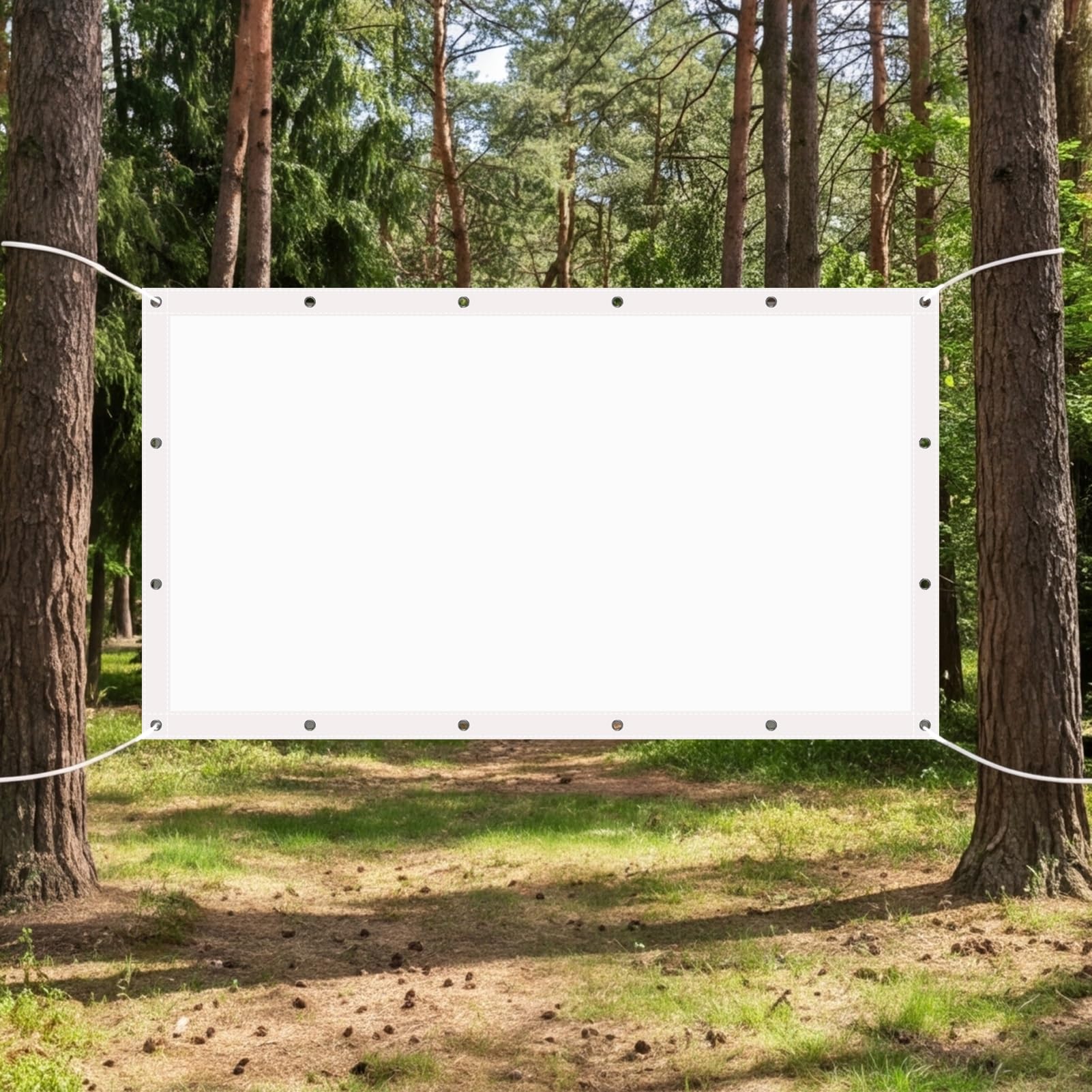 Markizy zewnętrzne Taras 500 x 500 cm Ochrona przeciwsłoneczna Żagiel przeciwsłoneczny z oczkami i linami na podwórko do ogrodu, biały