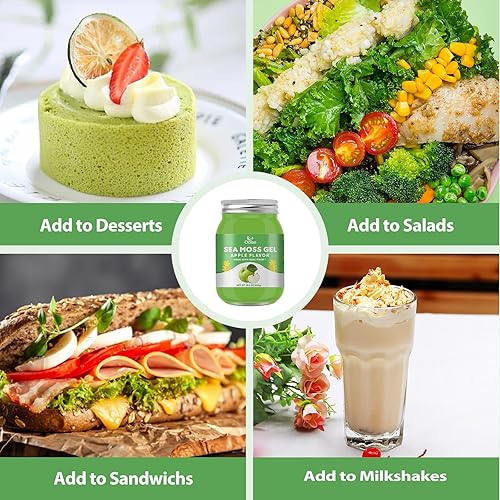 Miniatura 5 de Gel orgánico de musgo marino de 18.5 onzas con sabor a manzana, gel de masa natural con 92 minerales y vitaminas, sin OMG, sin gluten, vegano,