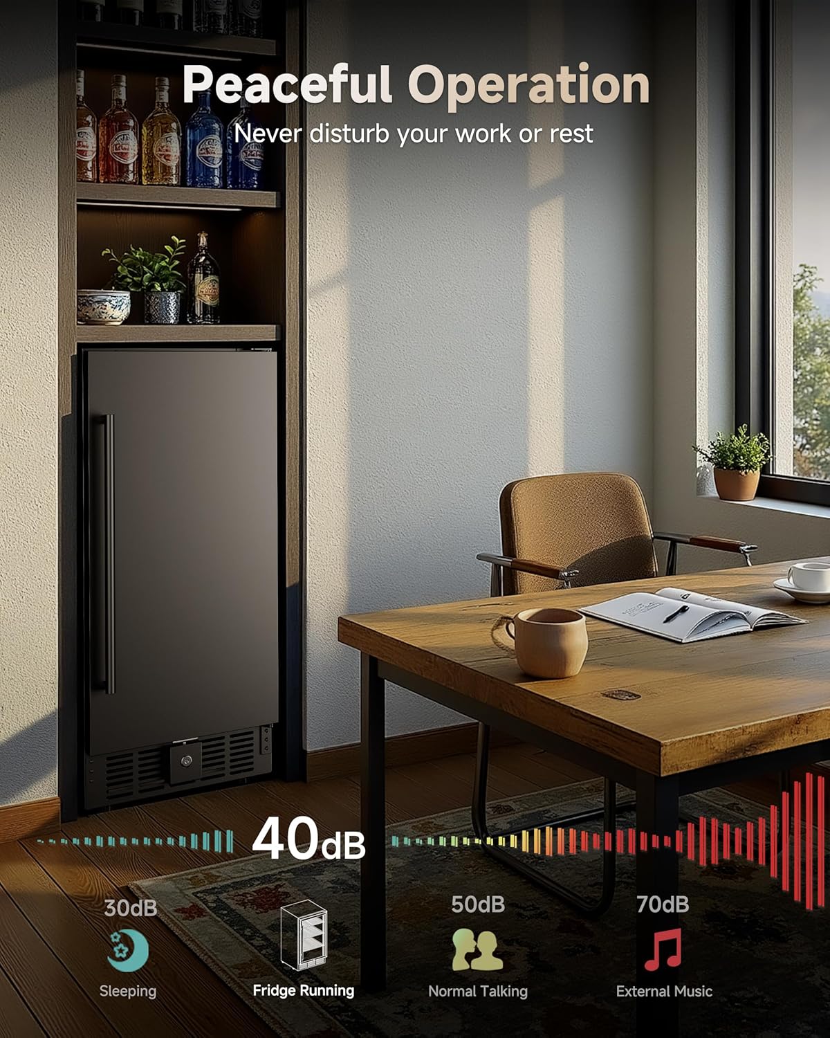 15 Inch Black Mini Fridge, Mini Fridge no Freezer Under Counter, 125 Cans Capacity Refrigerator for Home, Bar or Office - Built-in & Freestanding (Black)