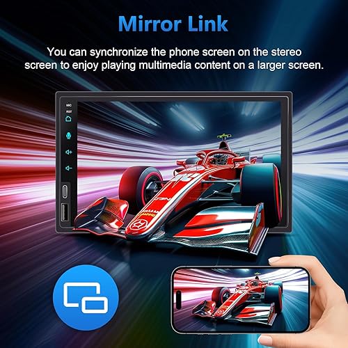 Miniatura 4 de Estéreo de coche de doble DIN de 7 pulgadas con CarPlay inalámbrico y Android Auto inalámbrico, radio de coche con pantalla táctil con Bluetooth,