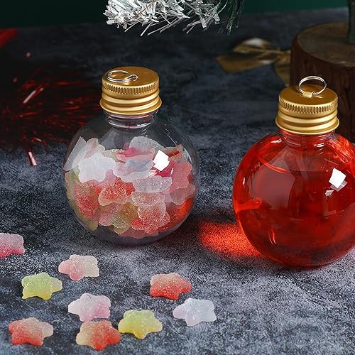 Miniatura 5 de jojofuny Adornos de bola de Navidad transparentes inastillables de 2.36 pulgadas, elegante adorno de esfera rellenable de plástico con purpurina