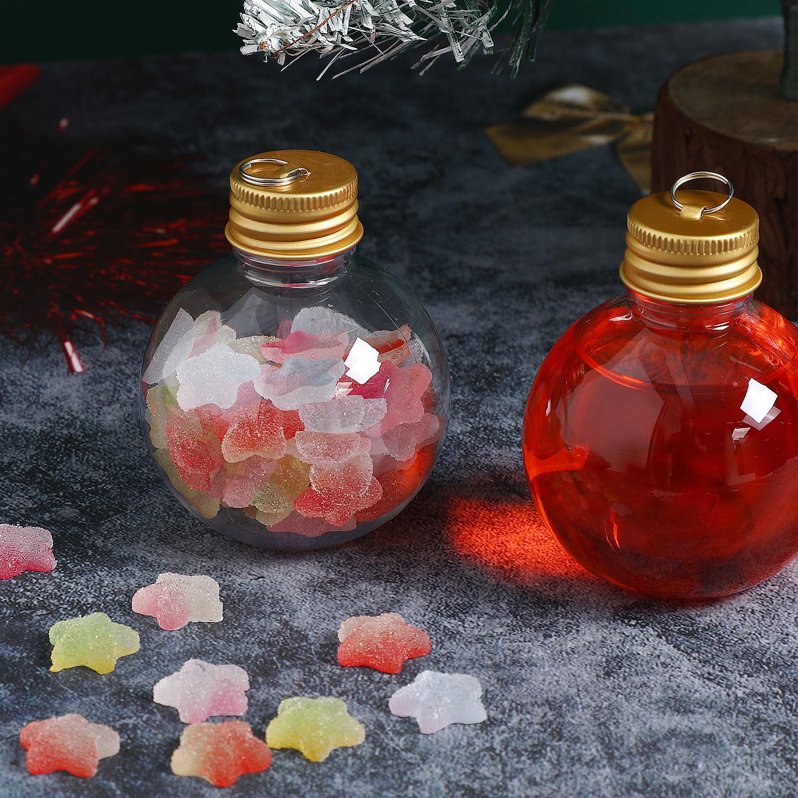 TOPBATHY 20 Stück Kugelförmige Weihnachtsflaschen Durchsichtige Weihnachtskugeln Durchsichtige Reiseflaschen Glühbirne Süßigkeitenbehälter Weihnachten Befüllbare Schnapskugeln