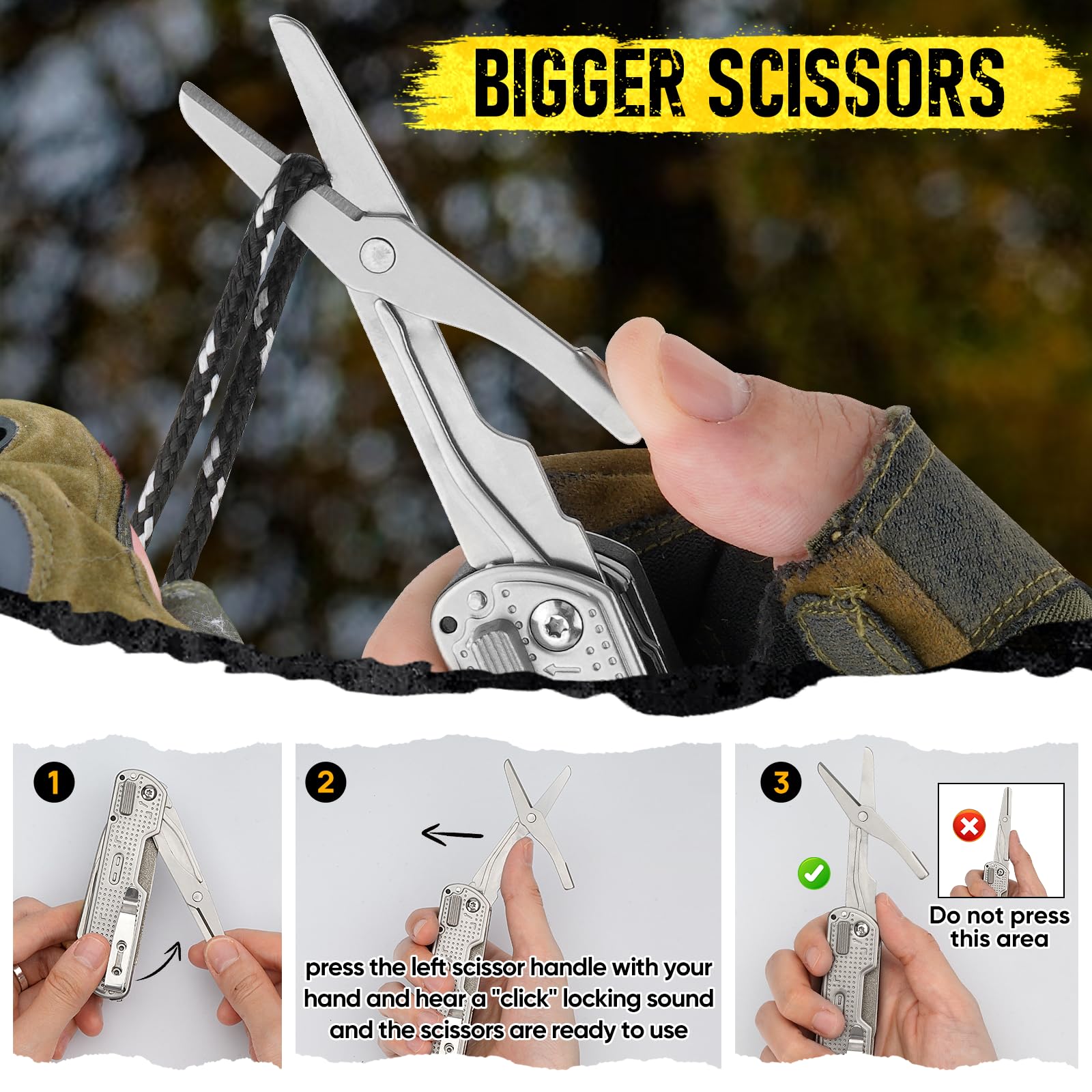Regalos para hombres, BIBURY navaja multiusos EDC, cuchillo de supervivencia, multiherramienta camping accesorios, regalo para papá, gadgets de cumpleaños para hombres, regalos navidad - BI2056