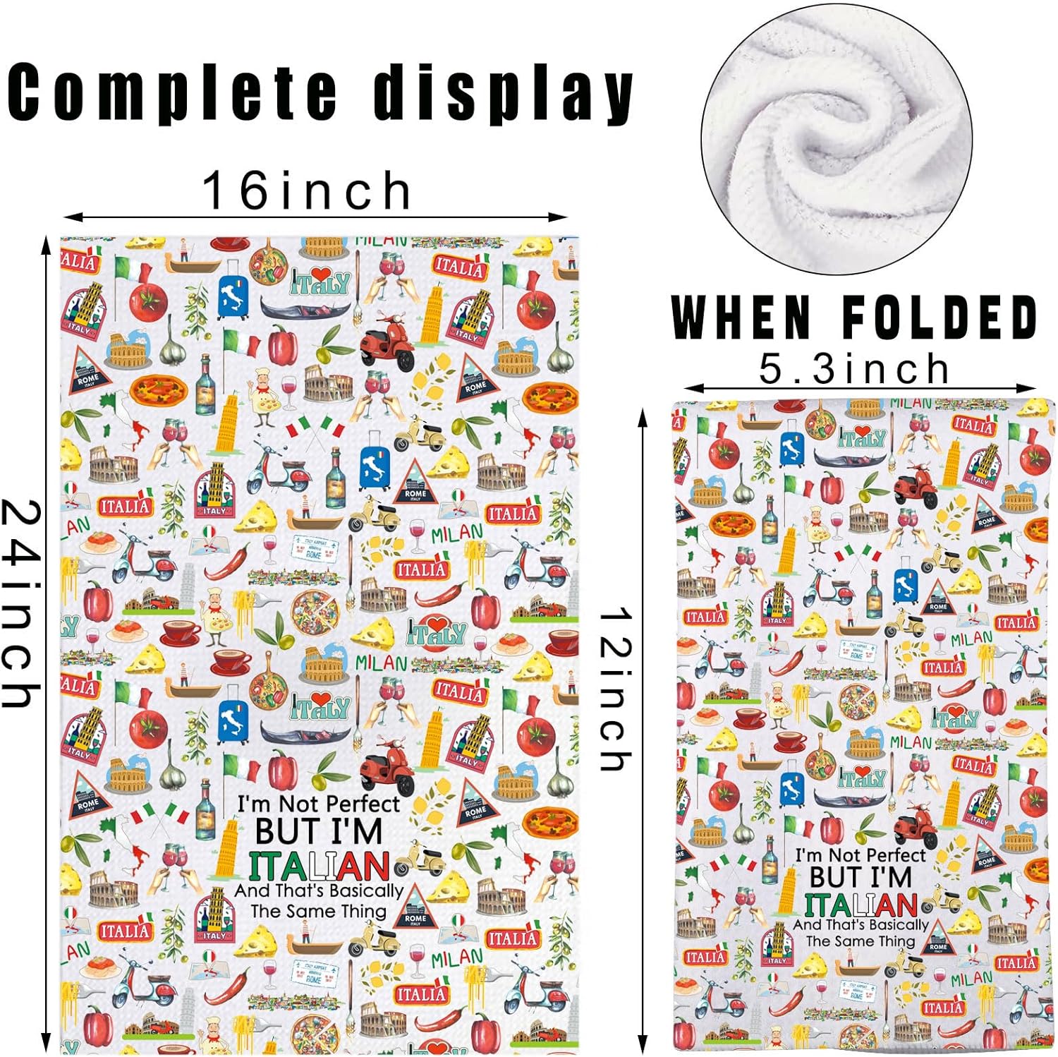 JNIAP Italian Kitchen Towel Italian Dish Towel Italy Kitchen Gift Italy Hand Towel Italians House Warming Gifts (Italian and kt) - Image 2