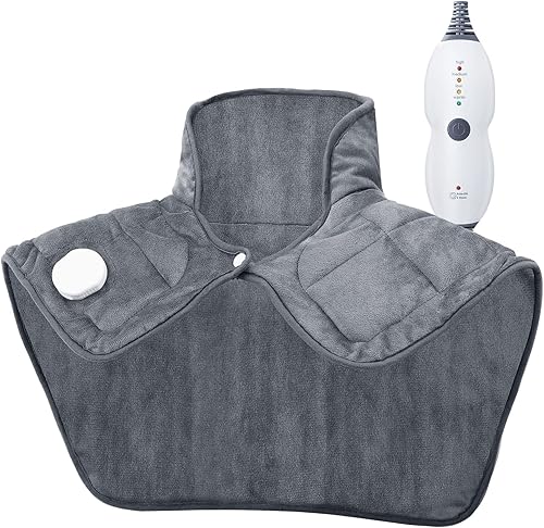Almohadilla térmica, almohadillas de calefacción con peso para calambres, envoltura de calefacción eléctrica de 14 x 20 pulgadas para cuello y