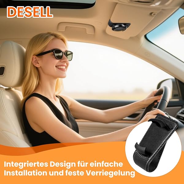 DESELL Ooono 2 Halterung Auto Sonnenblende Halterung Kompatibel mit Ooono Co-Driver No2, Halter für ooono2 Warner Auto Leder Schwarz,robust und langlebig - 2