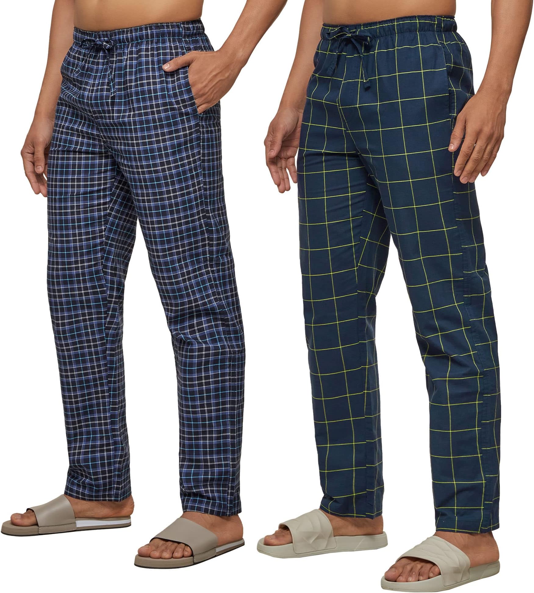 XYXX Mens Cotton Regular Fit Checkered Pyjama | Dual Pockets, Comfortable Lounge Pants for Men