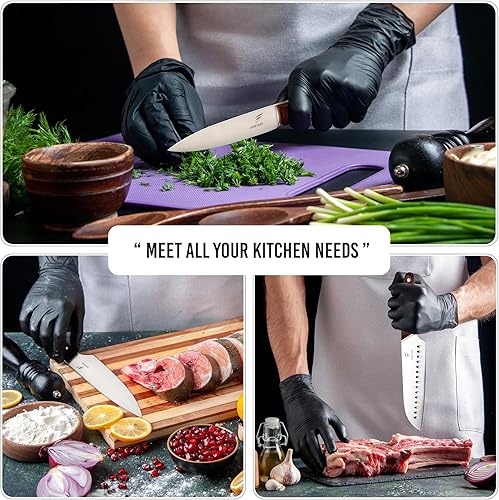 Miniatura 6 de FERRYBRÖ Juego de cuchillos de chef profesional, hoja de acero inoxidable alemán de alto carbono ultra afilada, juego de cuchillos de cocina con