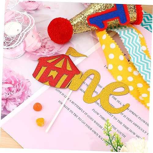 Miniatura 9 de PRETYZOOM Juego de 3 piezas de pancarta de primer cumpleaños con temática de carnaval de circo, decoraciones de tela coloridas para fiesta de bebé