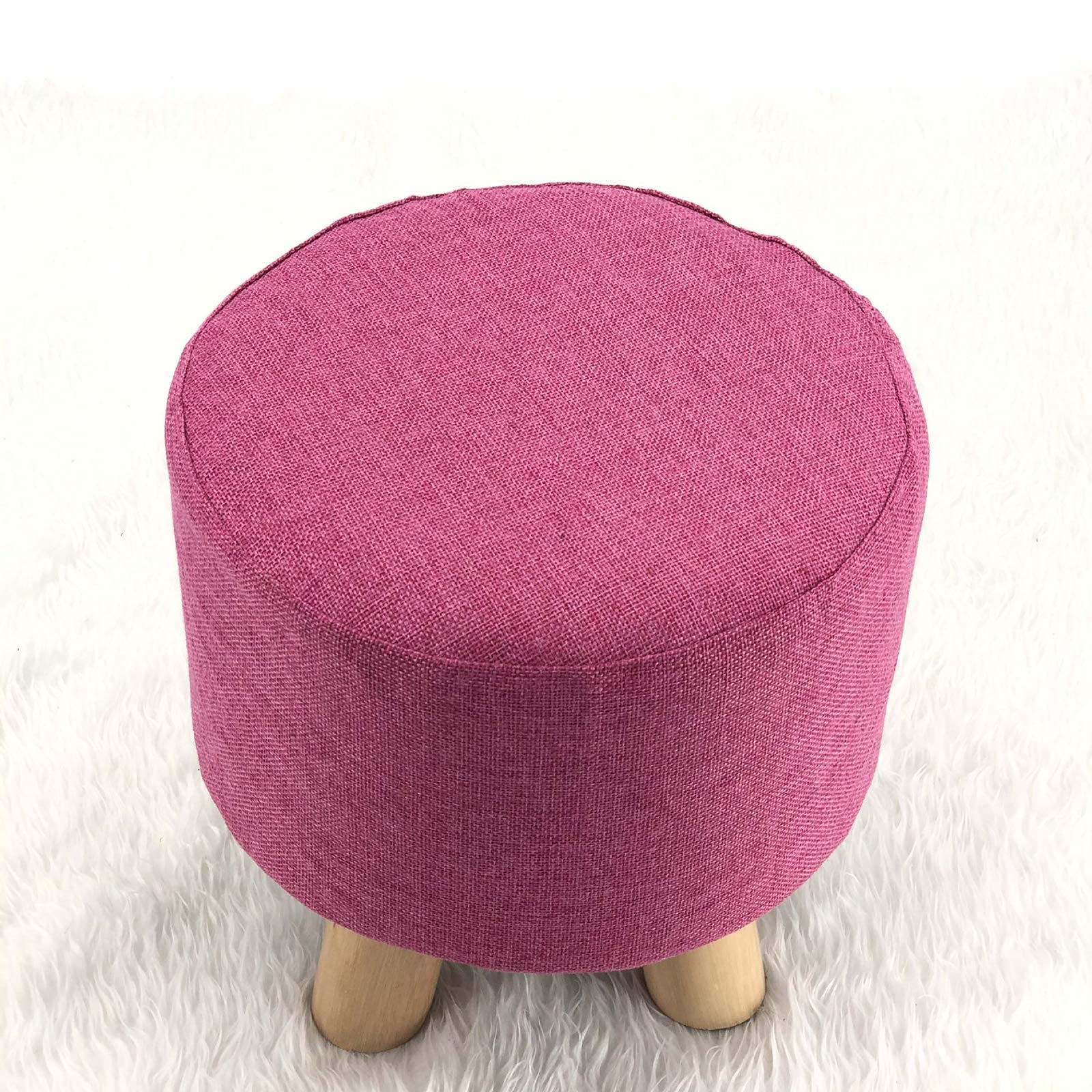 Repose-pieds rembourré violet en bois massif rond de 29x28 cm
