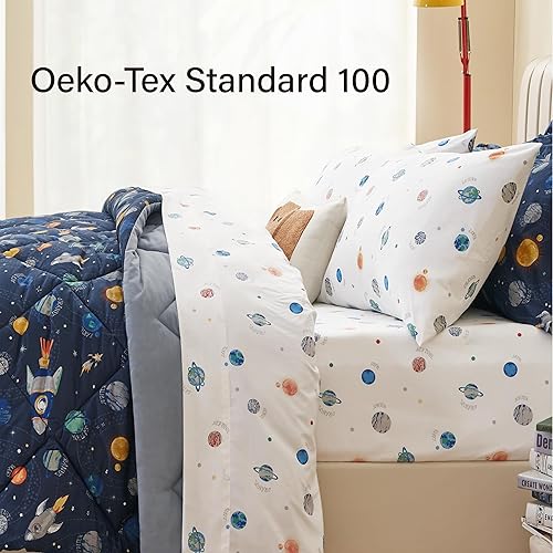 Miniatura 9 de PPOLCA Juego de edredón para niños, 7 piezas, tamaño Queen, dinosaurio, juego de edredón de microfibra súper suave y ligera con sábanas, juego de