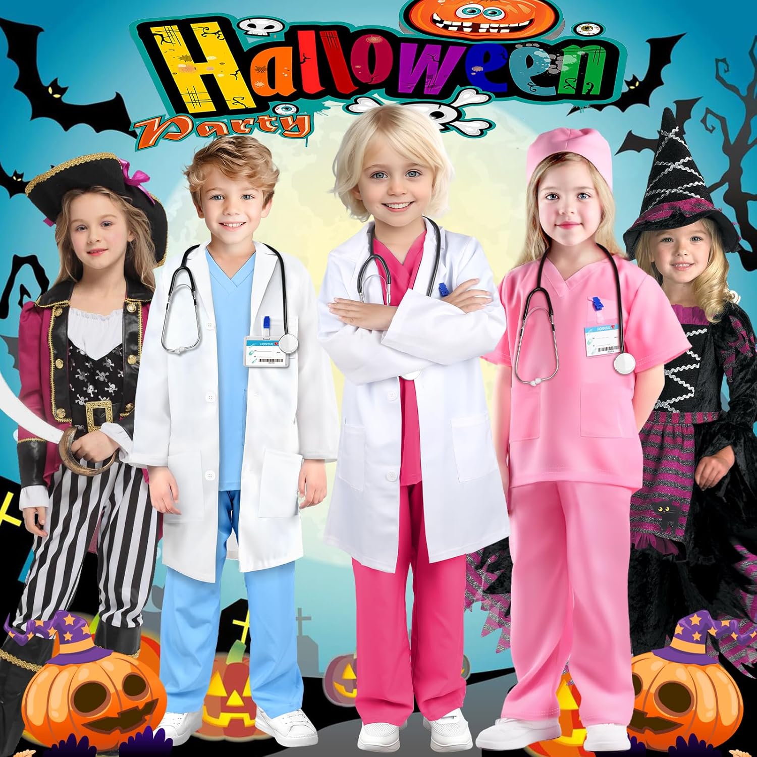GIFTINBOX Doctor Costume for Kids Doctor Lab Coat for Kids Real Stethoscope, Girls Halloween Costumes for Kids age 3-11 - Image 5